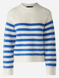 Alpaca mixture pullover in off white with blue stripes