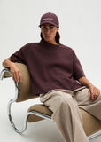 Cotton nylon blend logo cap in black cherry