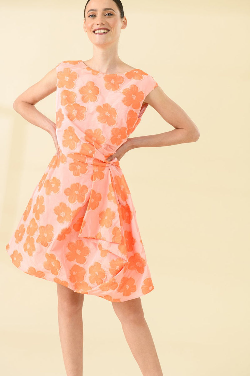 Anna Dress Orange in Taffeta