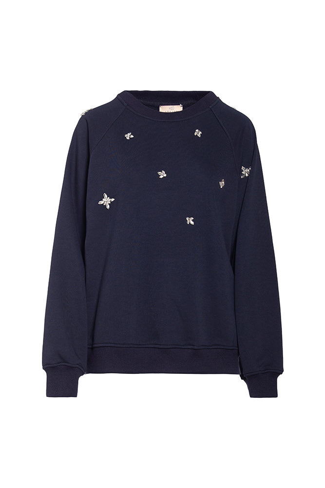 Navy Sweatshirt with Bling Detail