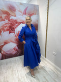 Taffeta dress in cobalt blue
