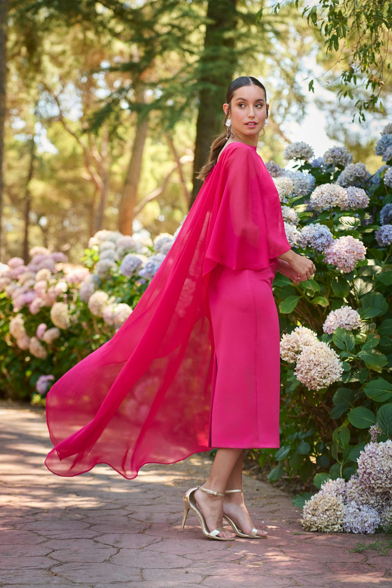 Fusia dress with cape
