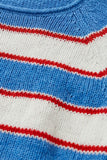 Blue red and white striped sweater