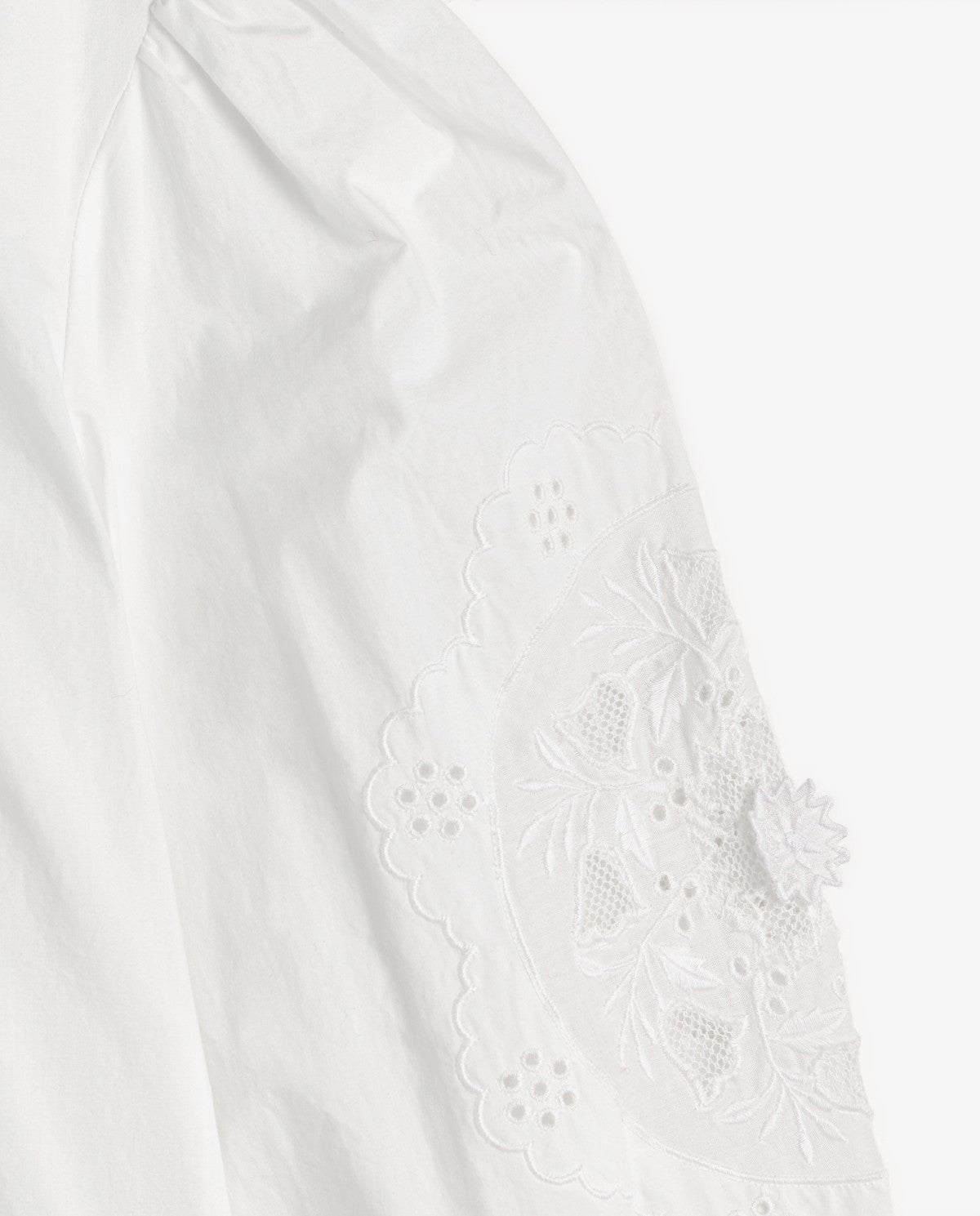 White Cotton Shirt with Embroidered Sleeve
