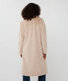 Double breasted faux fur coat in sand