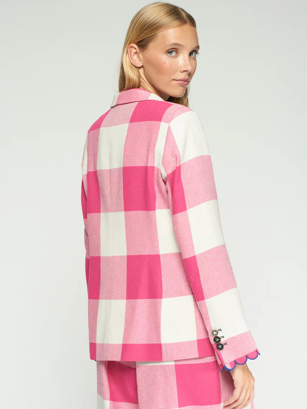 Gingham jacket in pink and white