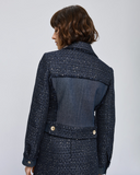 Cropped tweed blazer with lurex details.