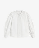 White Cotton Shirt with Embroidered Sleeve