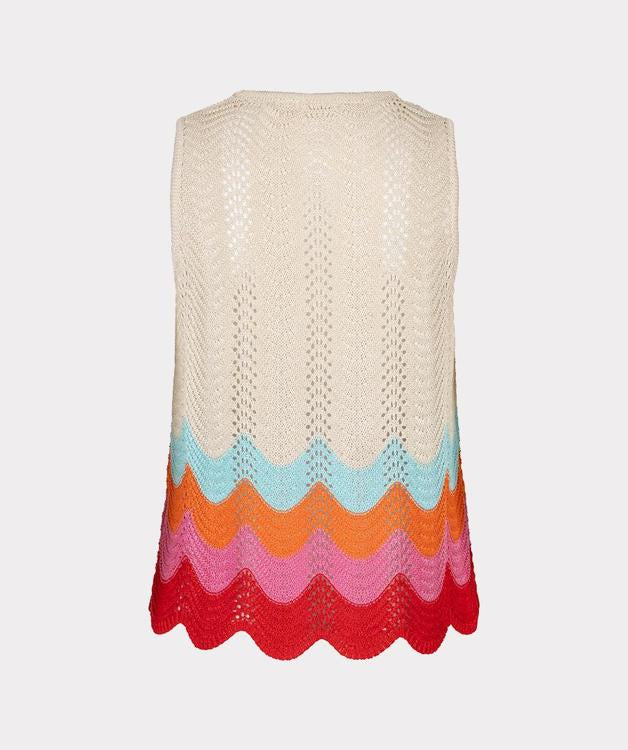 Sleeveless top with colour zig zag