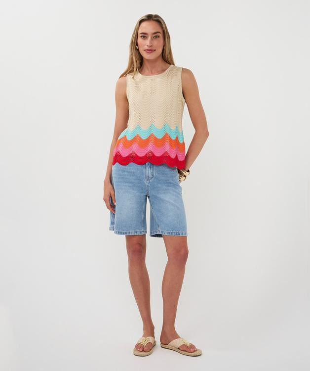 Sleeveless top with colour zig zag