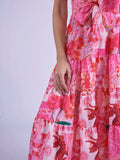“Nice” dress in pink patch pattern.