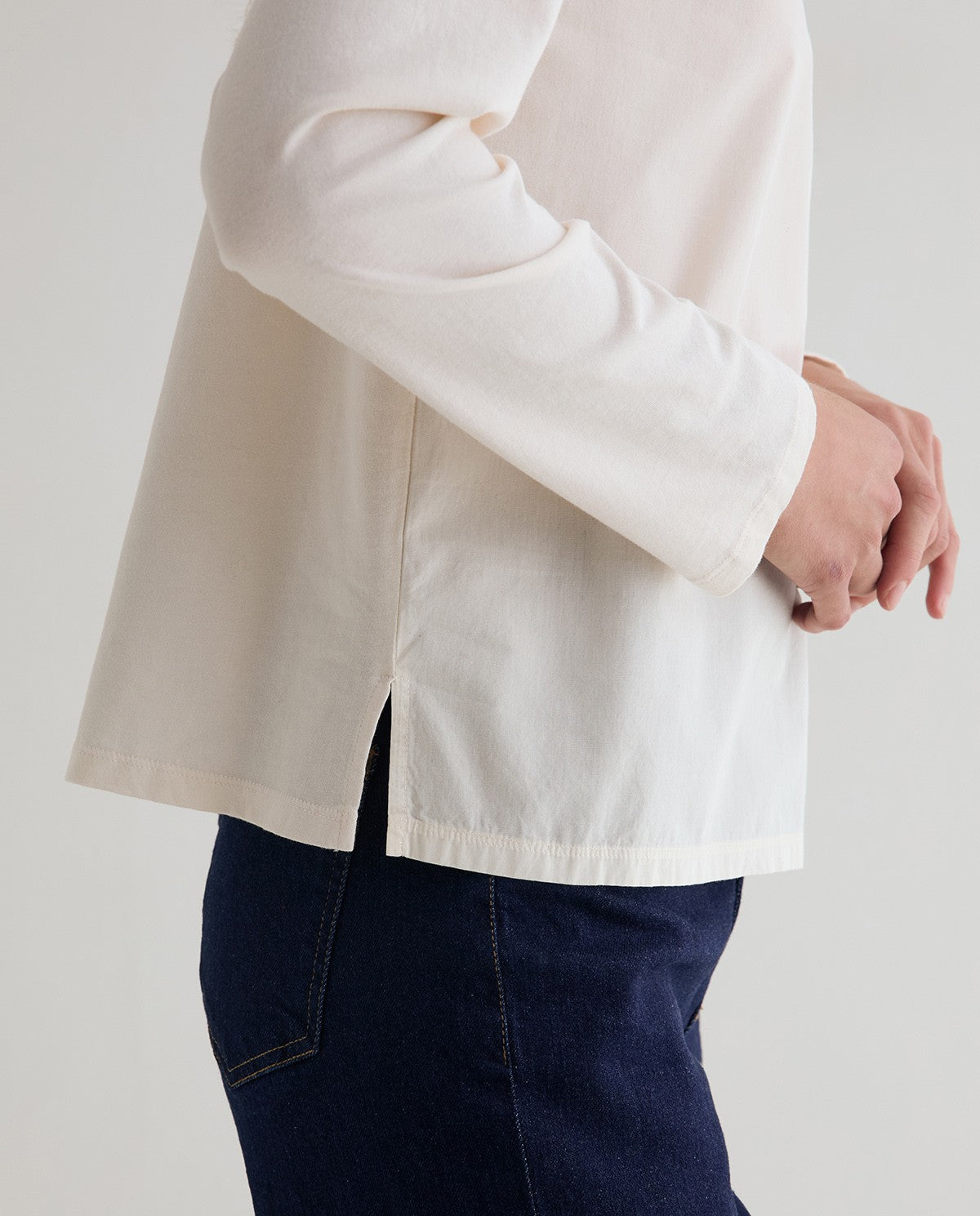 Cream Blouse with Teal Embroidery