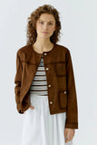 Cognac Colour Suede Feel Jacket