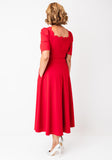 Livia Scallop Dress in Red