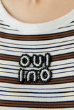 White Brown and Black Striped Top