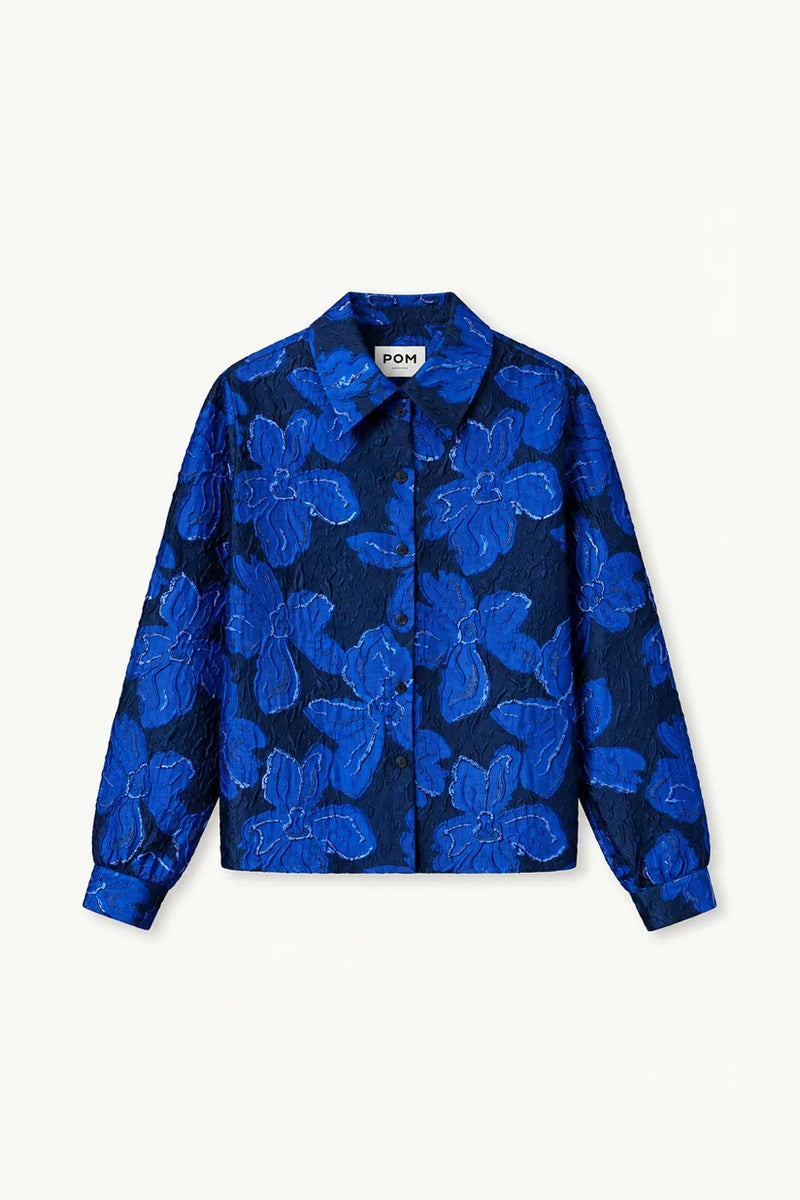 Jade Bloom Shirt in Cobalt Blue