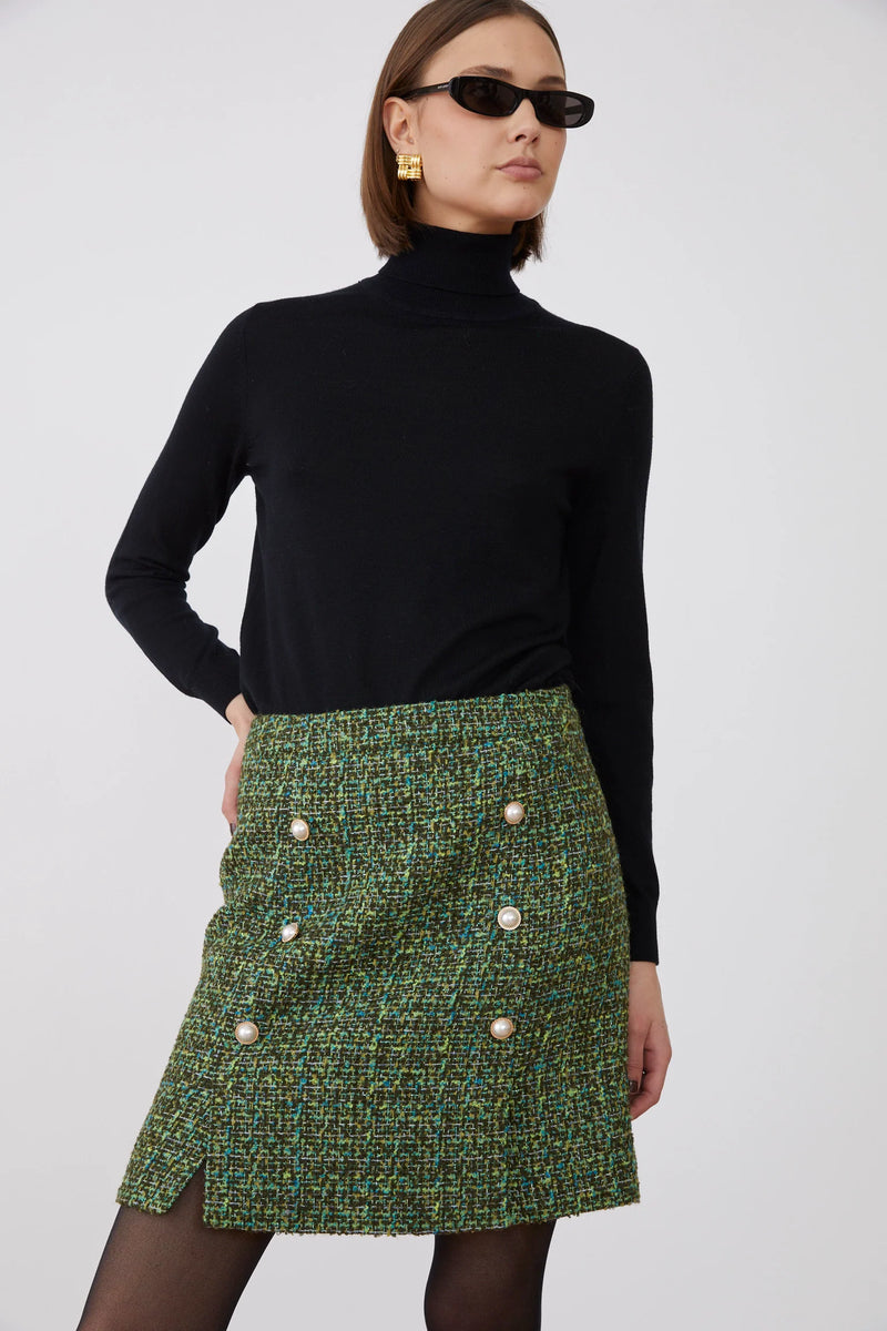 Cappa Skirt in Green Tweed