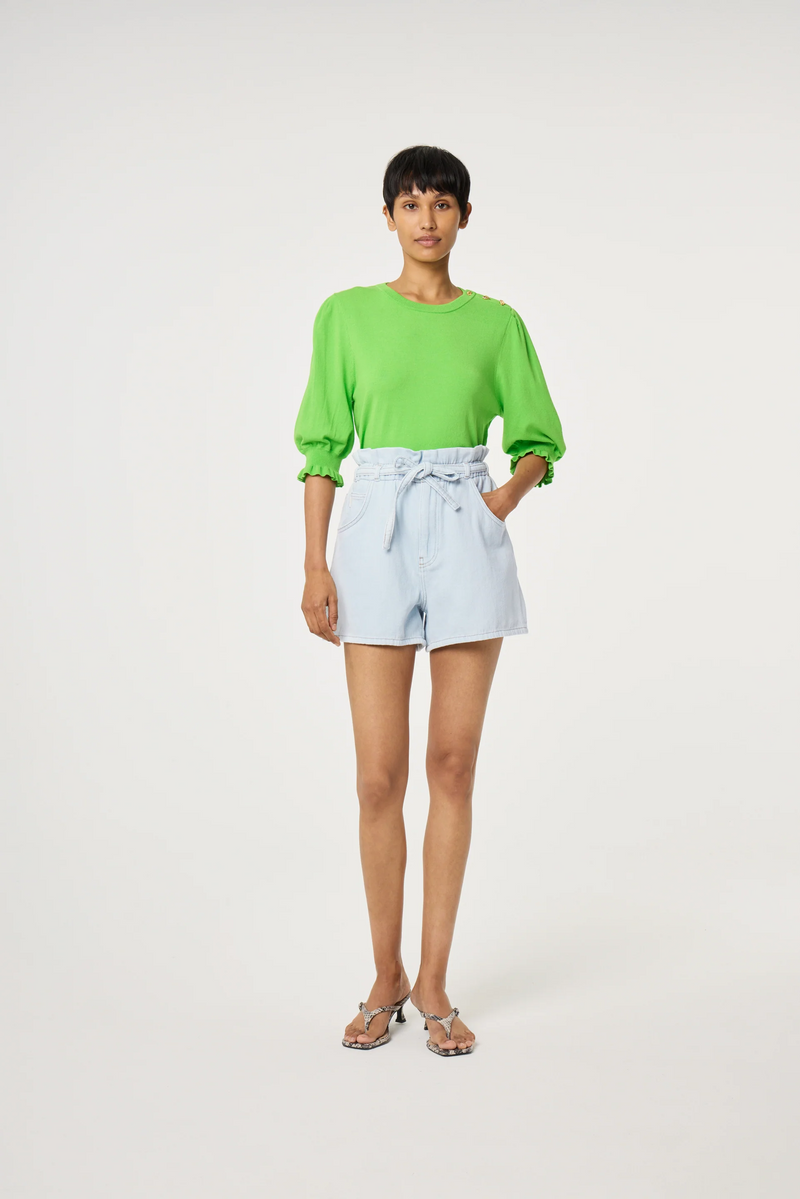 Light Blue Denim Shorts with Belt
