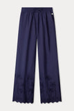 Dark blue trousers in Broderie Anglaise