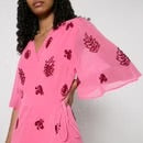Embellished Chiffon Wrap Maxi Dress