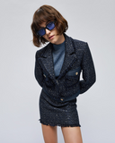 Cropped tweed blazer with lurex details.