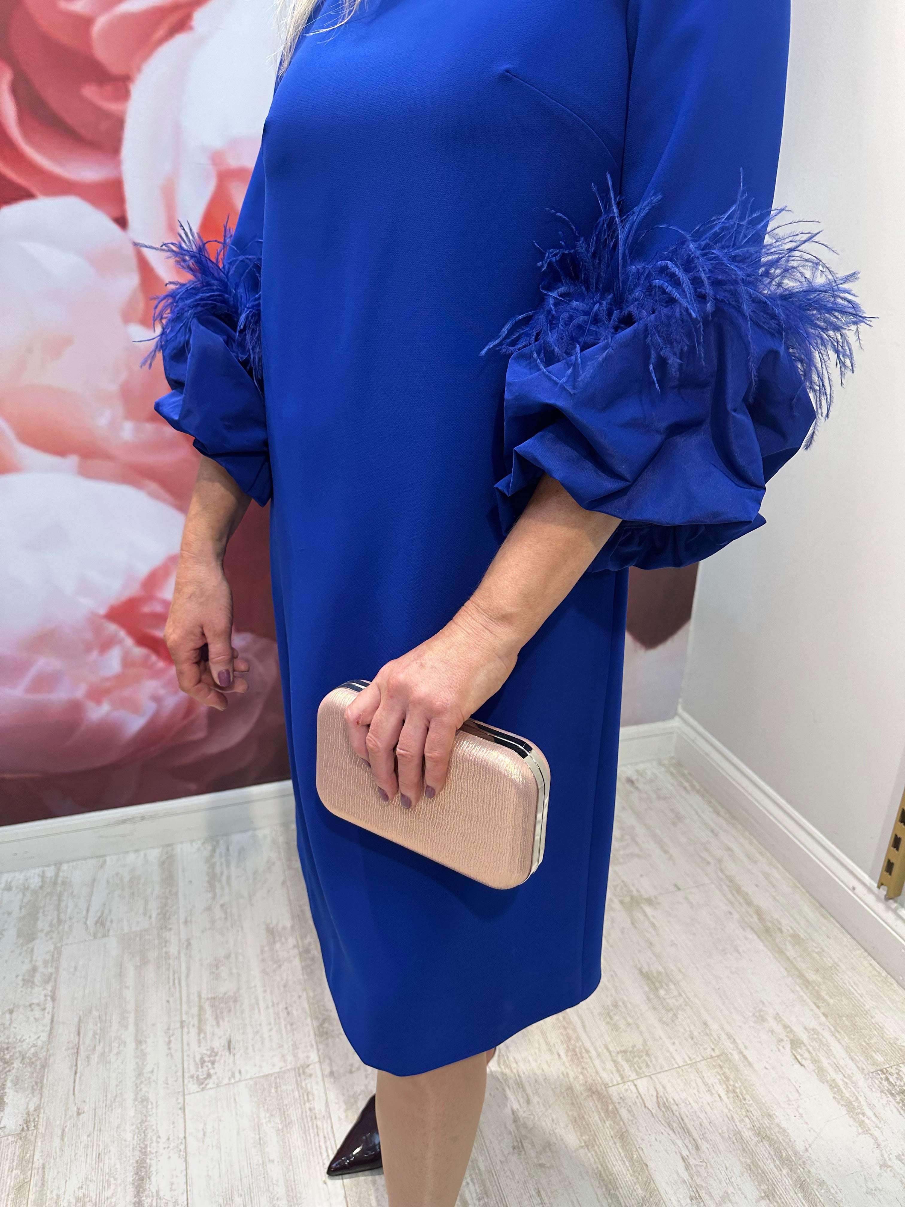 Knee length shift dress in cobalt blue