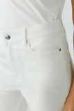 Cropped summer jeans with elaborate embroidery at the hemline