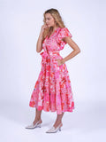 “Nice” dress in pink patch pattern.