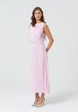 Long Plisse Dress With Belt