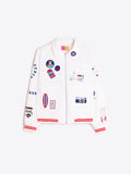 White Bomber Jacket with Surf Embroidery