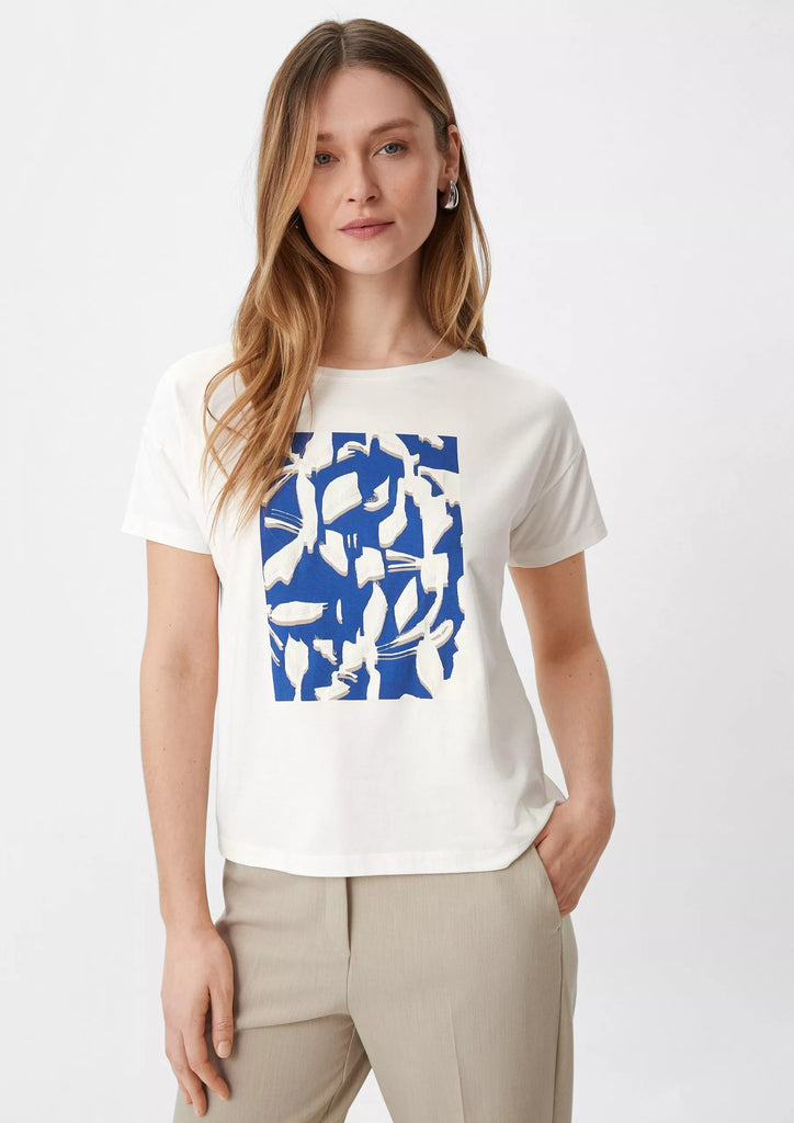 T-shirt with blue and taupe details