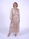“Monaco” dress in snow leopard pattern