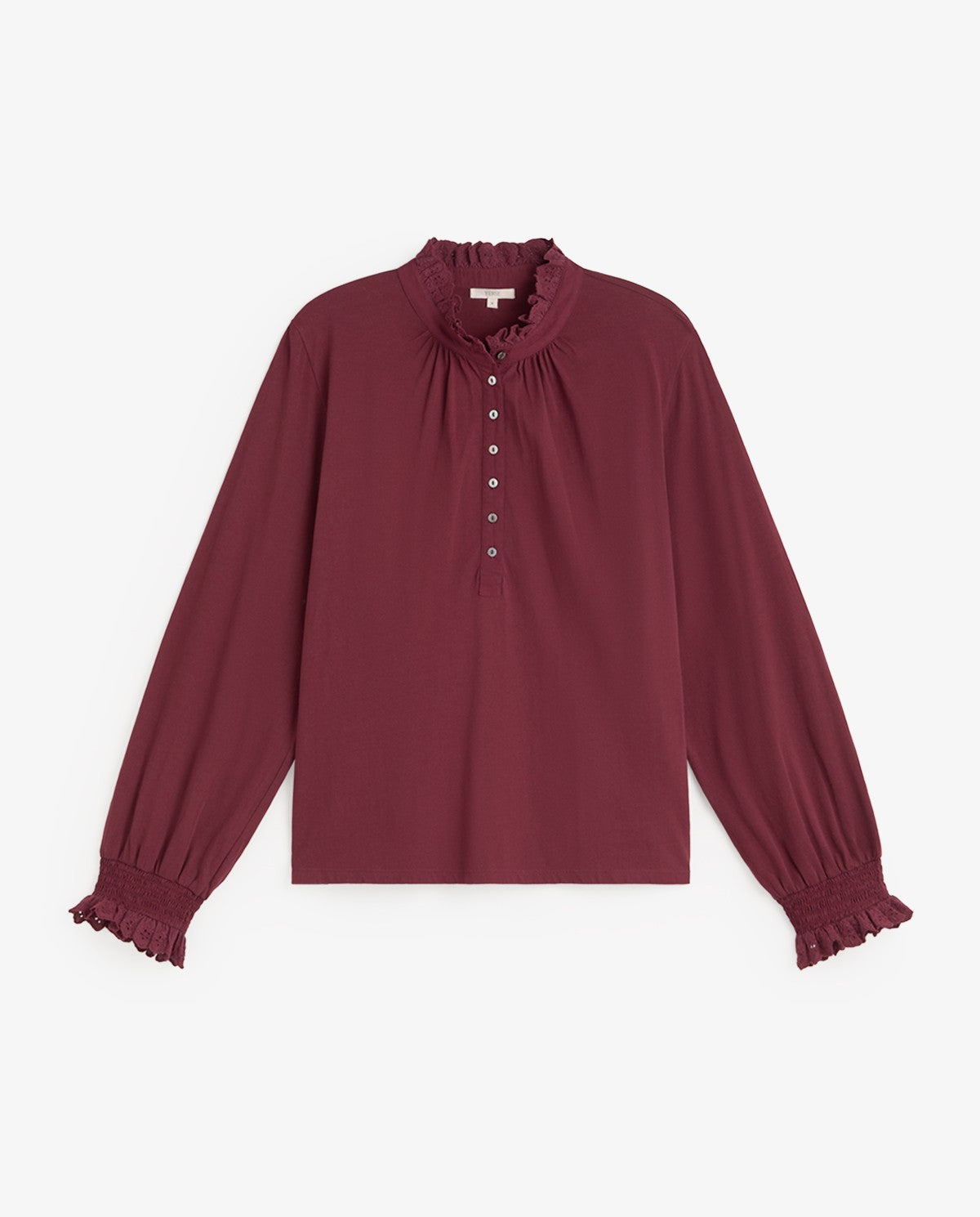Burgundy Top with Frill At the neck
