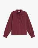 Burgundy Top with Frill At the neck