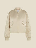 Light gold bomber in crinkled padded fabric