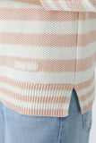Cotton pullover in rose and white