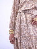 “Monaco” dress in snow leopard pattern