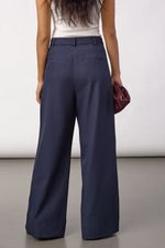 Wide leg navy trousers with pleats