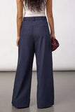 Wide leg navy trousers with pleats
