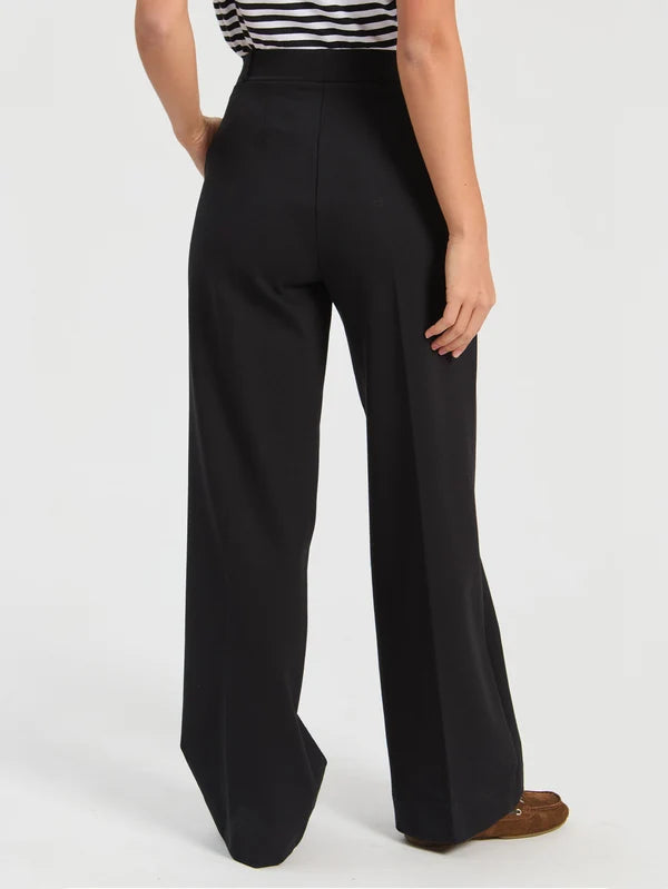 Black straight leg knit trousers