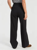 Black straight leg knit trousers