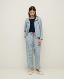 Blue and White Striped Trouser