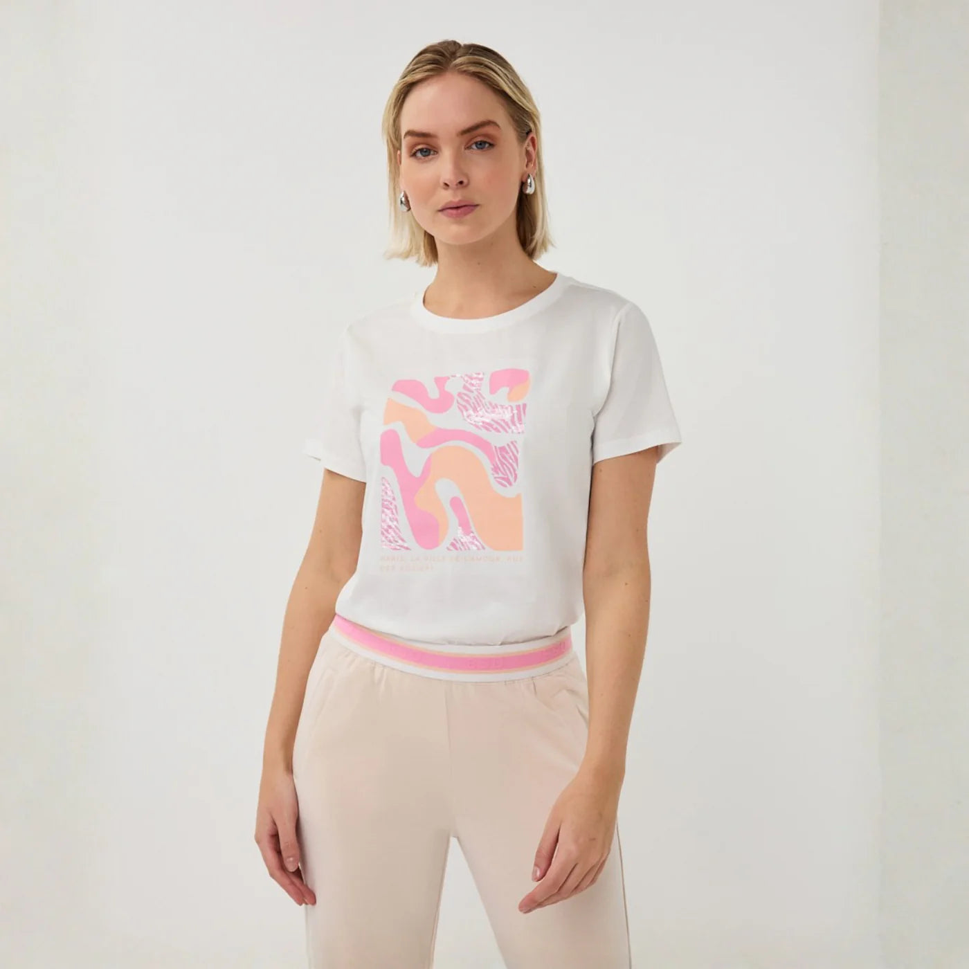 Rose/Off White T Shirt