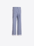 Blue Gingham Trousers with White Lae