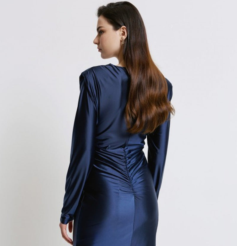 Satin ruffle mini dress