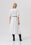 Embroidered Midi Dress with Belt