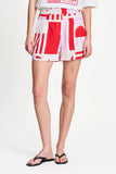 Red and Purple linen shorts