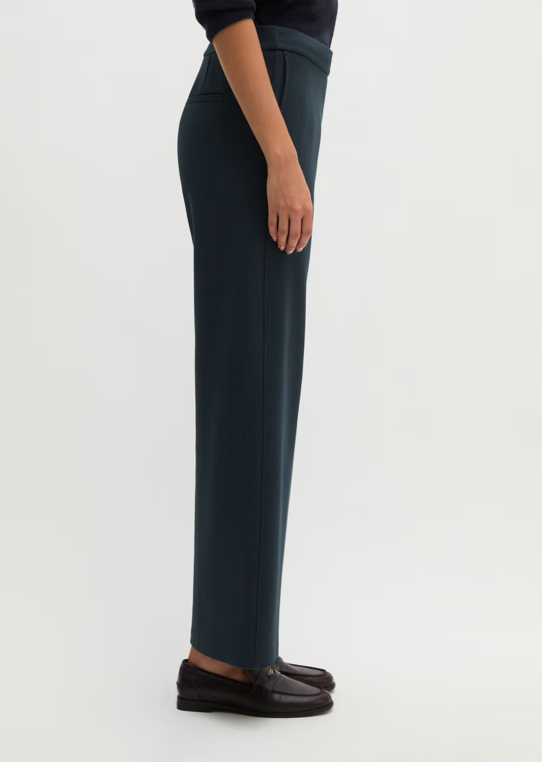 Jersey wide leg  trousers in maritime blue