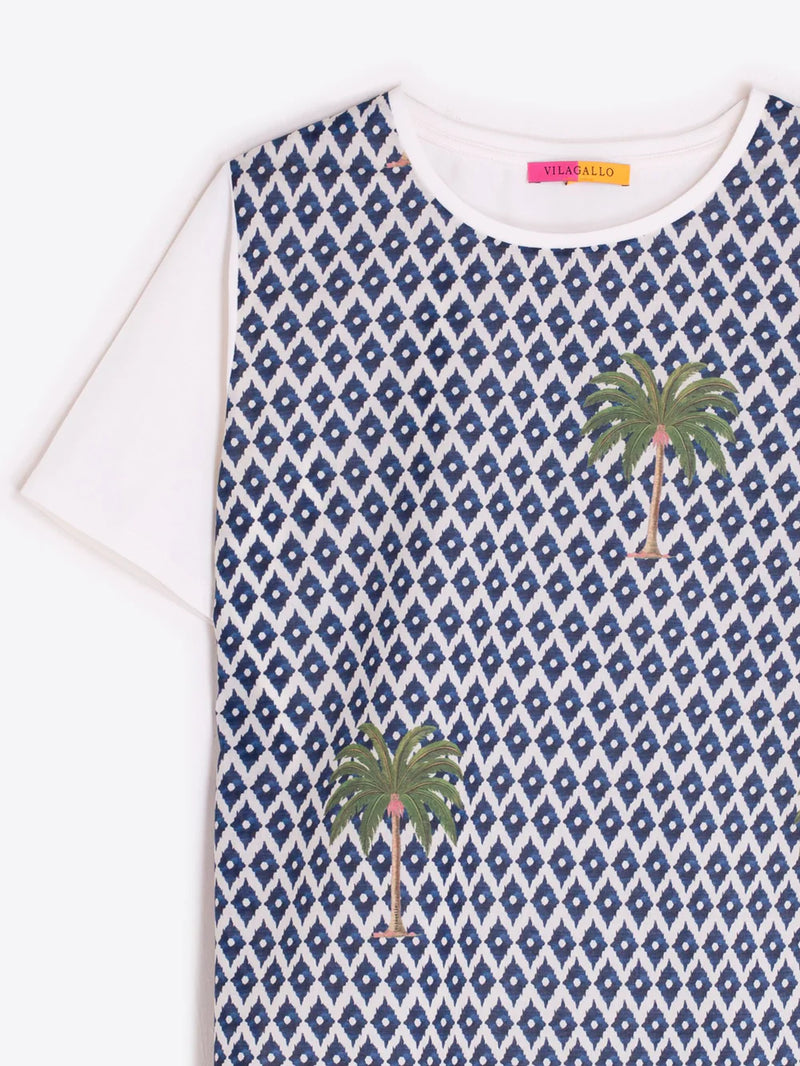Ikat T-shirt with Palm Tree Print
