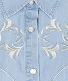 Chambray blouse  in light blue with embroidery